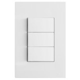 Conjunto Interruptor Triplo (2 Paralelo + 1 Simples) 4x2 - RECTA BRANCO SATIN FOSCO